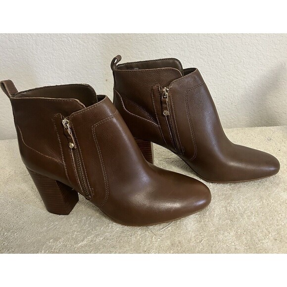 Antonio Melani Women's Size 10M Brown Double Zipper Leather Booties Harlen - Picture 2 of 11
